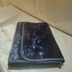 Elegant Blue Velvet Clutch Makeup Bag